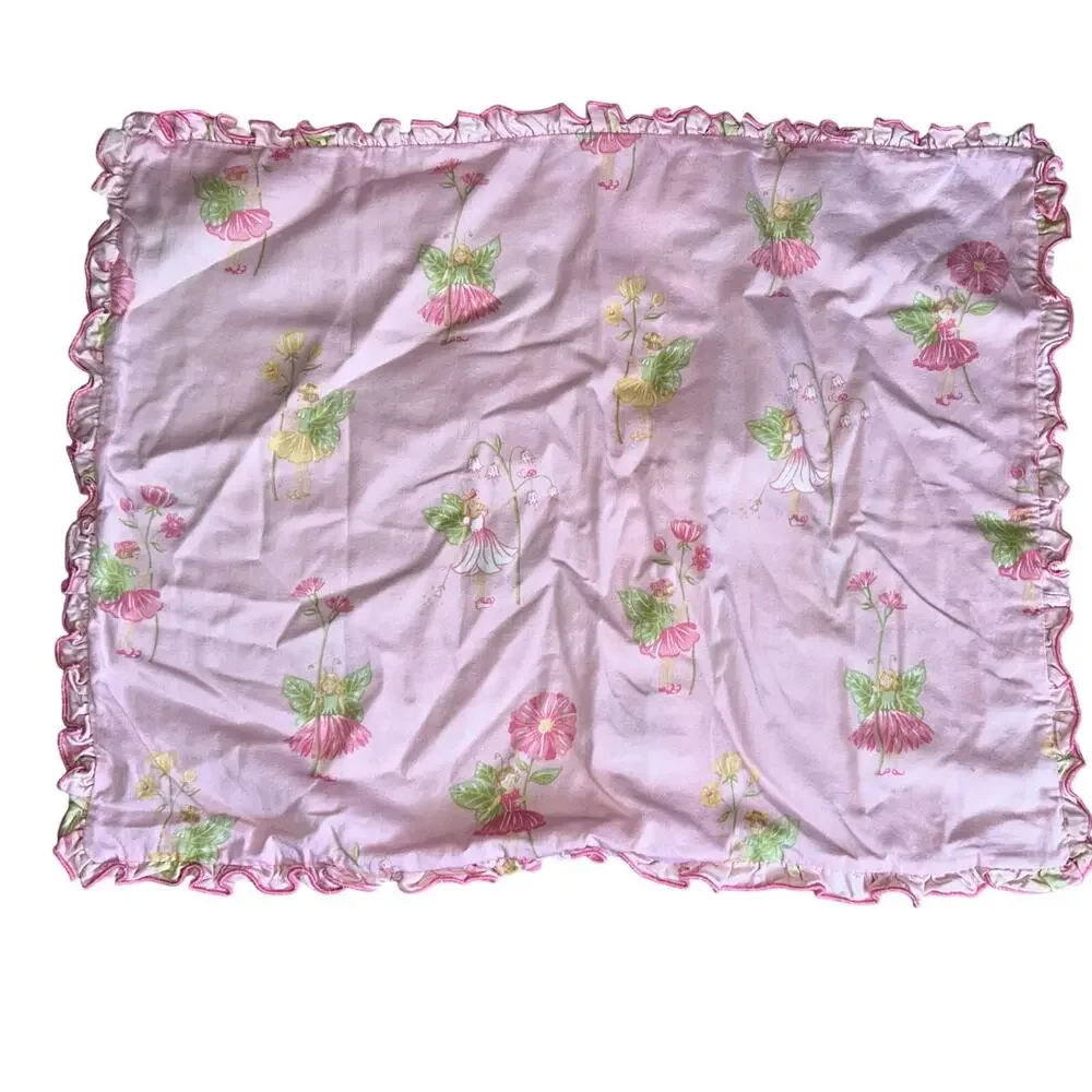 Whistle and wind pink fairy ruffle border 2 shams and duvet cover full size girl